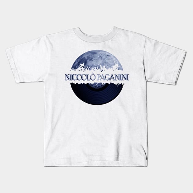 Niccolò Paganini blue moon vinyl Kids T-Shirt by hany moon
